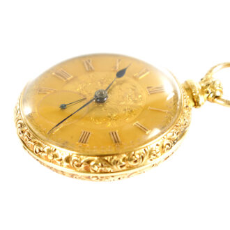 English 18K yellow gold open faced pocket watch Circa 1830