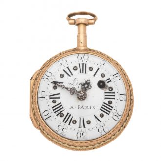 French 18K gold verge watch with enamel portrait Circa 1770