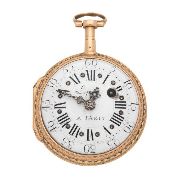 French 18K gold verge watch with enamel portrait Circa 1770 French 18K gold verge watch with enamel portrait Circa 1770