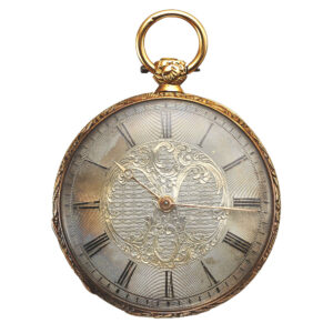 Swiss 18 carat gold open faced cylinder pocket watch Circa 1830