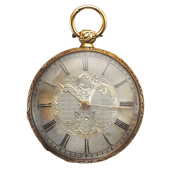 Swiss 18 carat gold open faced cylinder pocket watch Circa 1830 Swiss 18 carat gold open faced cylinder pocket watch Circa 1830