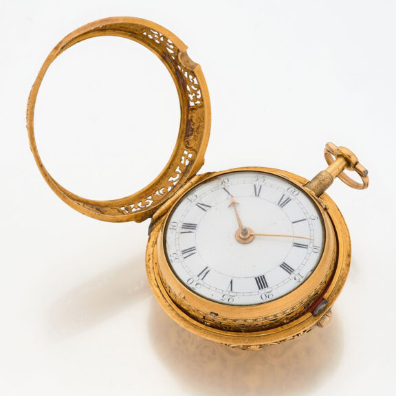 English quarter repeater in 22k gold pair cases Circa 1725 English quarter repeater in 22k gold pair cases Circa 1725