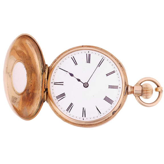 American 14K gold half hunter lever pocket watch Circa 1880 American 14K gold half hunter lever pocket watch Circa 1880