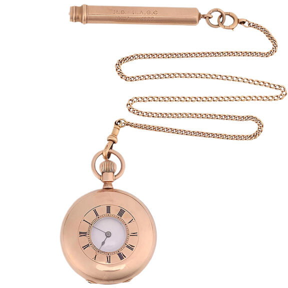 American 14K gold half hunter lever pocket watch Circa 1880