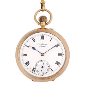 English gold open faced pocket watch with ensemble Circa 1912
