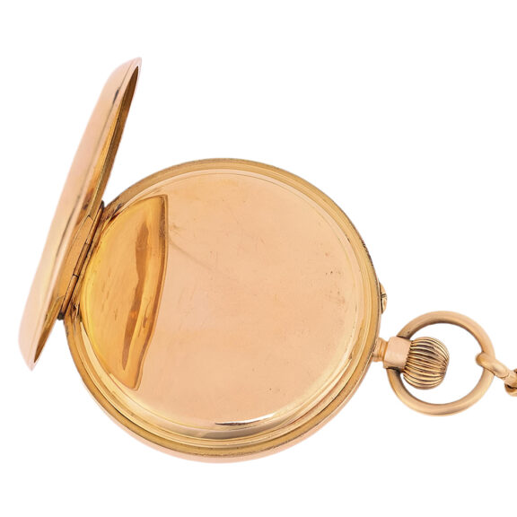 English gold open faced pocket watch with ensemble Circa 1912 English gold open faced pocket watch with ensemble Circa 1912