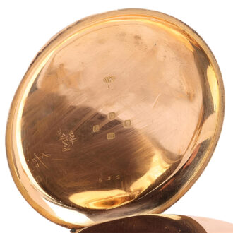 English gold open faced pocket watch with ensemble Circa 1912