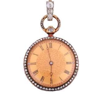 English gold and diamond set lady's pendant watch Circa 1865