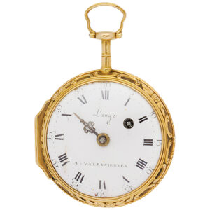 French 18K gold and painted enamel pocket watch Circa 1780