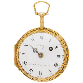 French 18K gold and painted enamel pocket watch Circa 1780