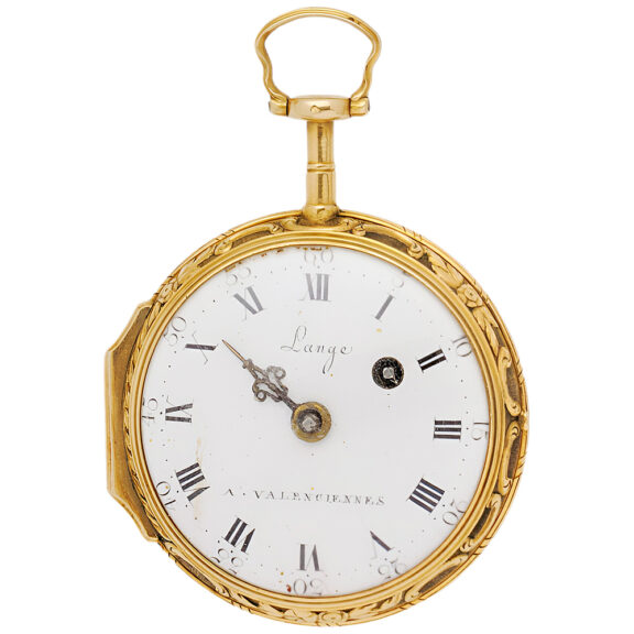 French 18K gold and painted enamel pocket watch Circa 1780