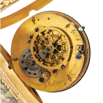 French 18K gold and painted enamel pocket watch Circa 1780