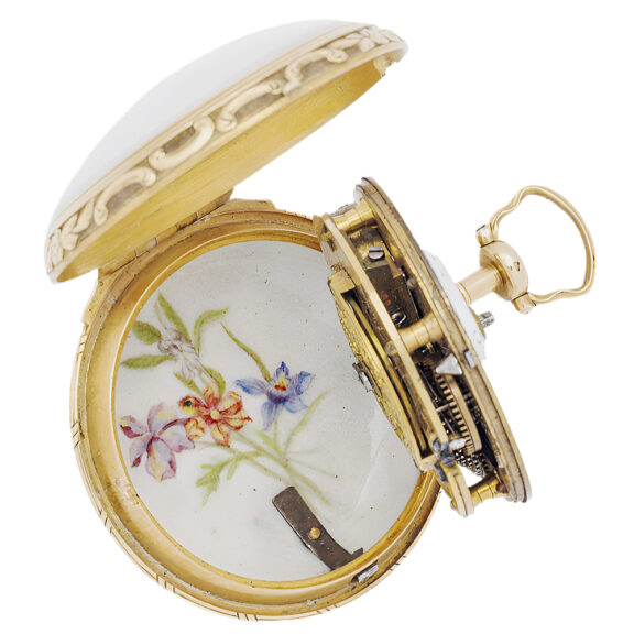 French 18K gold and painted enamel pocket watch Circa 1780 French 18K gold and painted enamel pocket watch Circa 1780