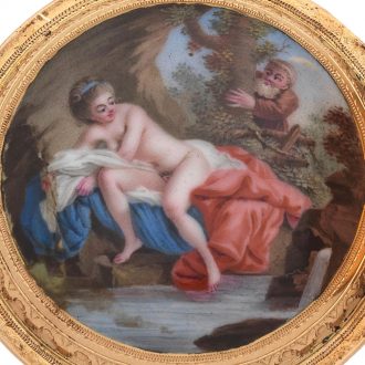 French 18 carat gold verge watch with erotic scene Circa 1775 French 18 carat gold verge watch with erotic scene Circa 1775