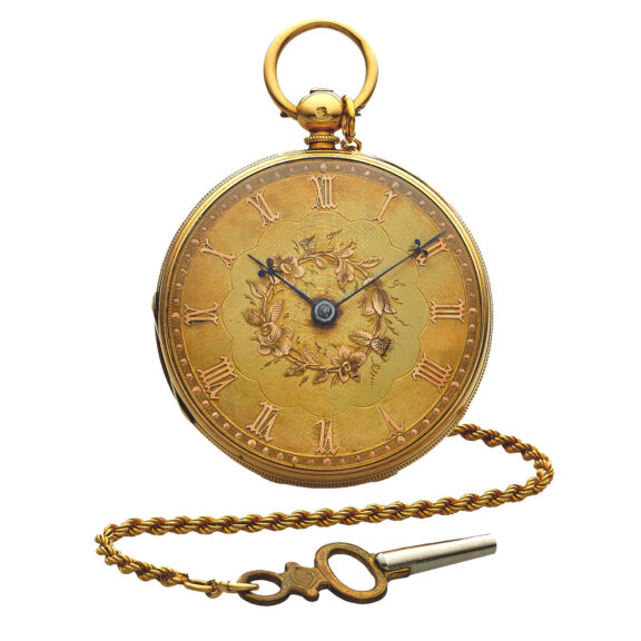 English gold pocket watch with diamond end stone Circa 1820
