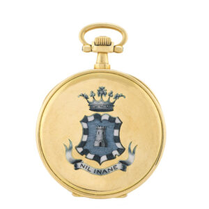 Swiss enamel coat of arms yellow gold pocket watch Circa 1900