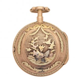 French 18 carat gold verge watch with erotic scene Circa 1775 French 18 carat gold verge watch with erotic scene Circa 1775