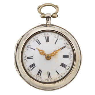 English silver verge watch in plain silver pair cases Circa 1775