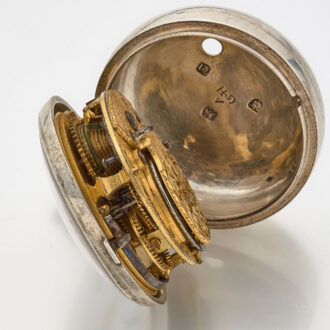 English silver verge watch in plain silver pair cases Circa 1775 English silver verge watch in plain silver pair cases Circa 1775