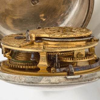 English silver verge watch in plain silver pair cases Circa 1775 English silver verge watch in plain silver pair cases Circa 1775