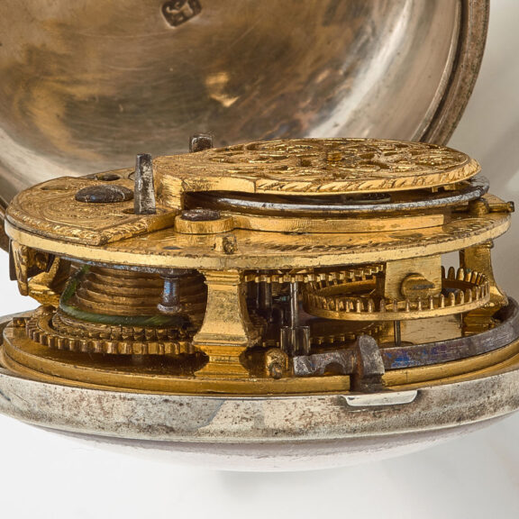 English silver verge watch in plain silver pair cases Circa 1775 English silver verge watch in plain silver pair cases Circa 1775