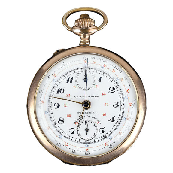 Swiss gold plated open faced chronograph watch Circa 1910