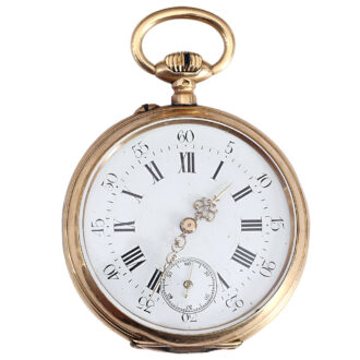 Swiss 18K yellow gold open faced pocket watch Circa 1900