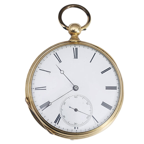 Swiss 18K yellow gold open faced pocket watch Circa 1875