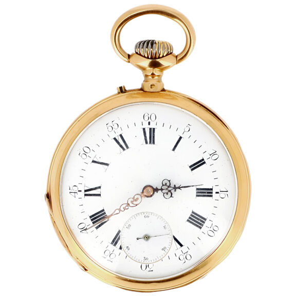Swiss 18K yellow gold open faced pocket watch Circa 1900