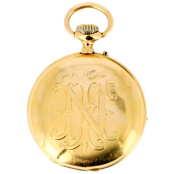 Swiss 18K yellow gold open faced pocket watch Circa 1900 Swiss 18K yellow gold open faced pocket watch Circa 1900