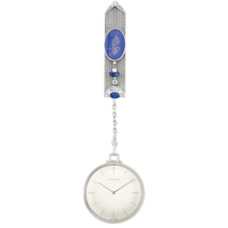 Swiss white gold dress watch with gem set chatelaine Circa 1930