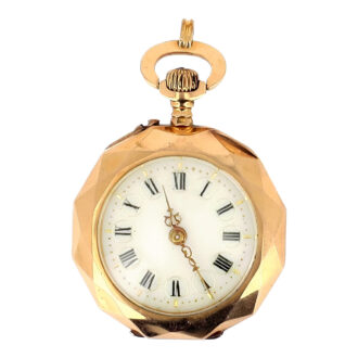 Swiss gold lady's pendant watch with matching brooch Circa 1900