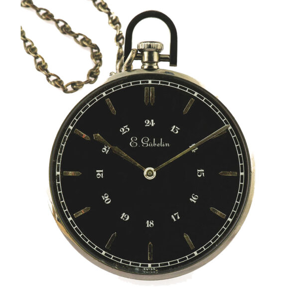 Fine Swiss elegant lever watch with black 24 hour dial Circa 1930