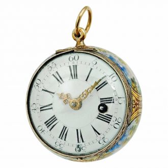 Swiss gold and enamel open faced verge watch Circa 1680 Swiss gold and enamel open faced verge watch Circa 1680
