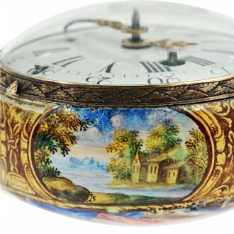 Swiss gold and enamel open faced verge watch Circa 1680 Swiss gold and enamel open faced verge watch Circa 1680