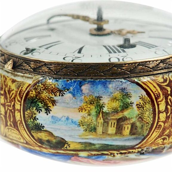 Swiss gold and enamel open faced verge watch Circa 1680 Swiss gold and enamel open faced verge watch Circa 1680
