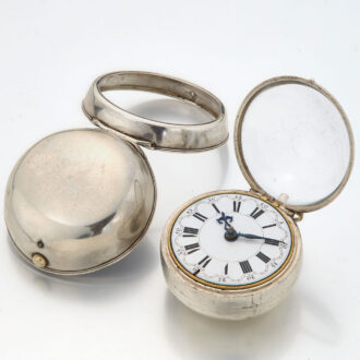 Dutch silver keywind pair cased verge watch Circa 1720