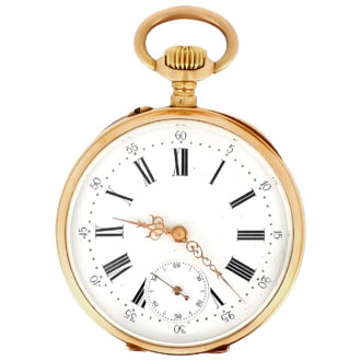 Swiss 18K yellow gold open faced pocket watch Circa 1900