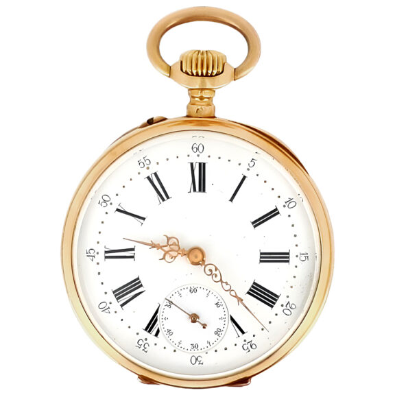 Swiss 18K yellow gold open faced pocket watch Circa 1900