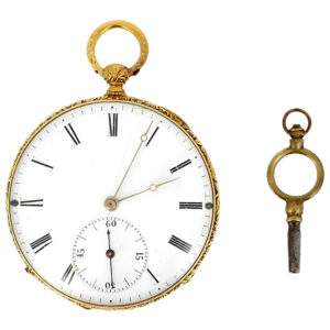 Swiss 18K yellow gold open faced pocket watch Circa 1860