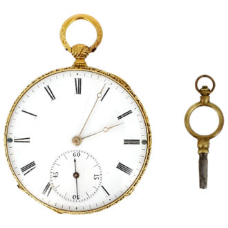 Swiss 18K yellow gold open faced pocket watch Circa 1860