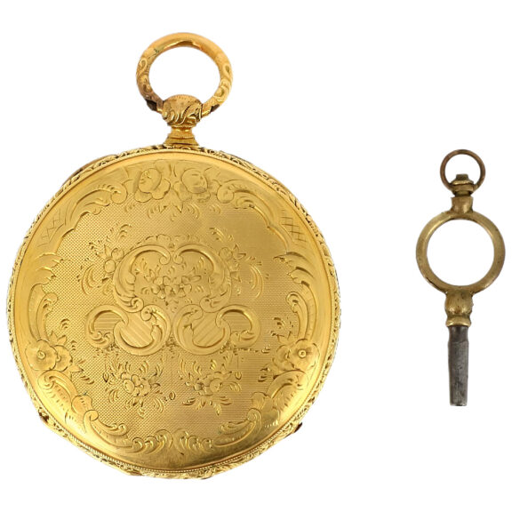 Swiss 18K yellow gold open faced pocket watch Circa 1860 Swiss 18K yellow gold open faced pocket watch Circa 1860