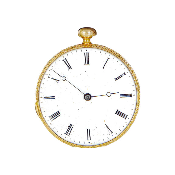 Swiss gold enamel and diamonds set lady's watch Circa 1860