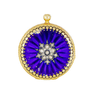 Swiss gold enamel and diamonds set lady's watch Circa 1860