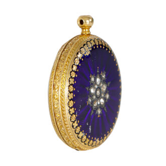 Swiss gold enamel and diamonds set lady's watch Circa 1860