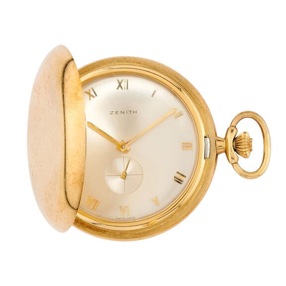 Swiss 18K yellow gold full hunter pendant watch Circa 1950