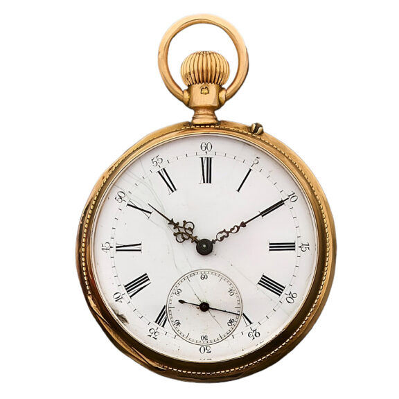 Swiss 18K yellow gold open faced pocket watch Circa 1900