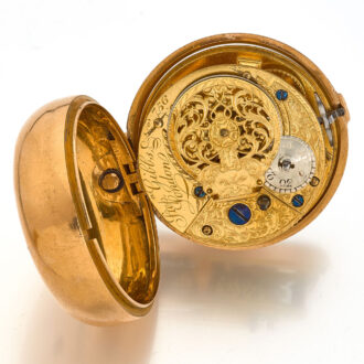 Early English gold verge with matching chatelaine Circa 1742