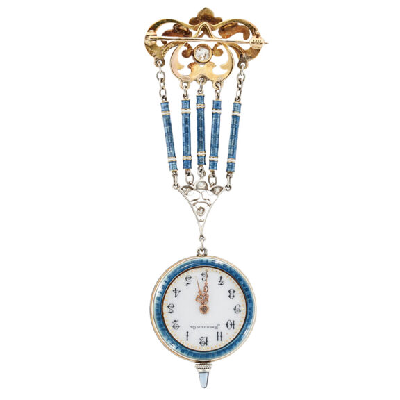 American platinum gold enamel and diamond watch Circa 1900
