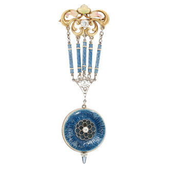 American platinum gold enamel and diamond watch Circa 1900